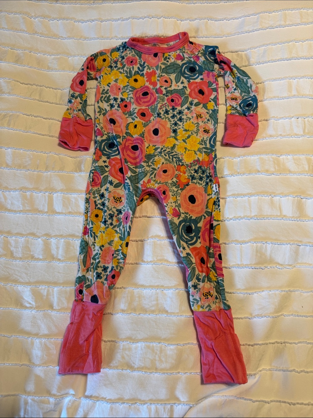Little Sleepies Multicolor Floral Footie with Pink Accents 3-6 mo